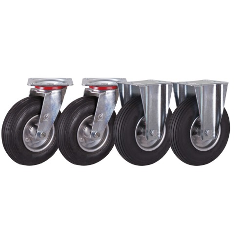 Roues pneumatiques - diamètre 200 mm (2 fixes + 2 pivotantes)
