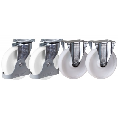 Roues en polyamide - diamètre 125 mm (2 fixes + 2 pivotantes)