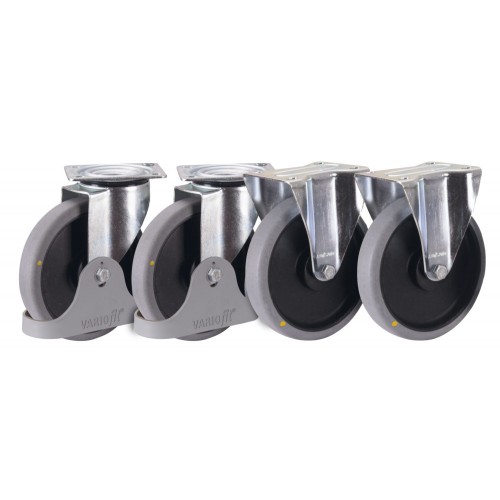 Roues thermoplastiques ESD - diamètre 125 mm (2 fixes + 2 pivotantes)