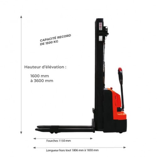 Gerbeur électrique compact à grande capacité 1,5t