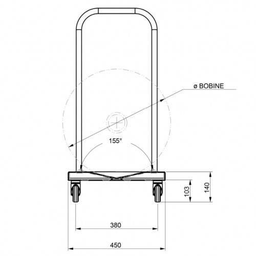 Chariot porte-bobine roues directionnelles 150 kg