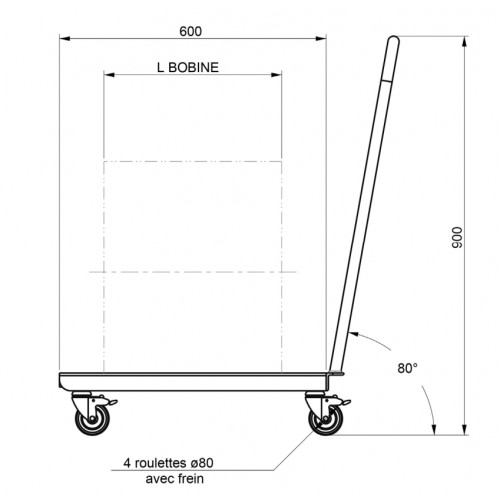 Chariot porte-bobine roues directionnelles 150 kg