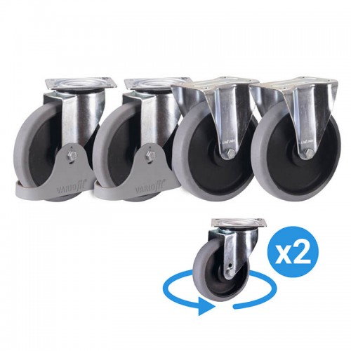 Roues thermoplastiques ESD - diamètre 125 mm (2 fixes + 2 pivotantes)
