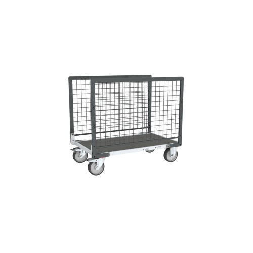 Chariot grillagé à ridelles et plateau avec tapis en caoutchouc
