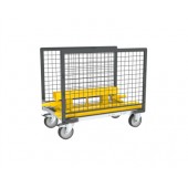 Chariot grillagé à ridelles et plateau avec tapis en caoutchouc