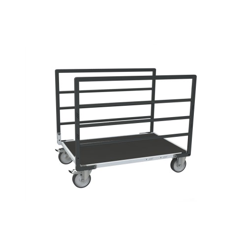 Chariot à 2 ridelles tube et tapis en caoutchouc - 500 kg