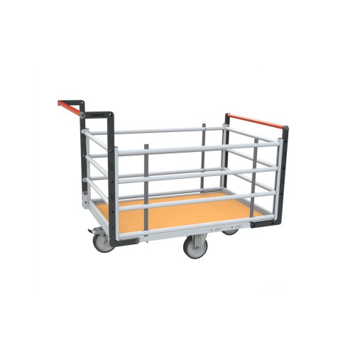 Chariot modulaire roues losange et double ridelles tube
