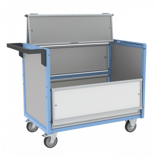 Chariot conteneur avec couvercle en tôle galva 500 kg