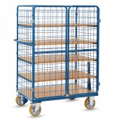 Chariot &agrave; 5 plateaux en train ferm&eacute; treillis m&eacute;tallique