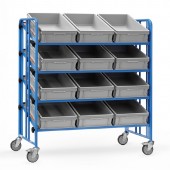 Servante porte-pi&egrave;ces 1 face avec 12 bacs