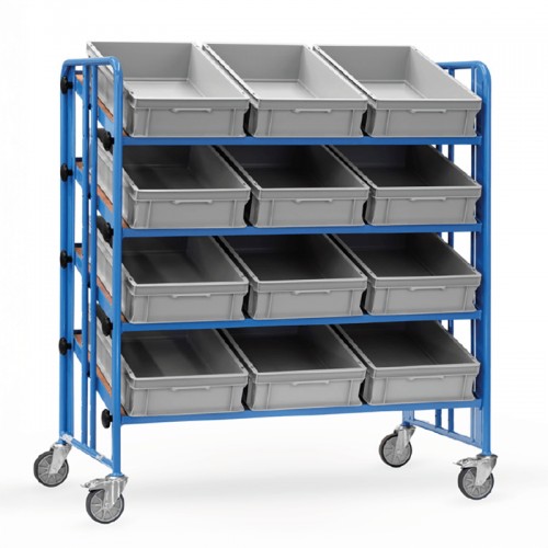 Servante porte-pi&egrave;ces 1 face avec 12 bacs