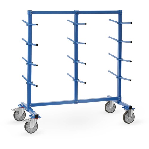 Chariot Cantilever &agrave; barres de port&eacute;e inclin&eacute;es double face