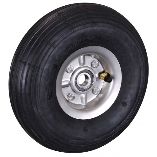 Roue pneumatique &agrave; rainure jante inox - 260 x 85 mm