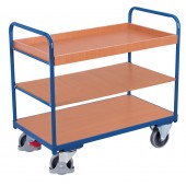 Chariot &agrave; 3 plateaux avec poign&eacute;es et bac