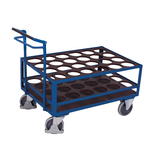 Chariot pour bouteilles avec syst&egrave;me de blocage et de d&eacute;blocage