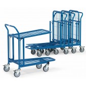  Chariots emboîtables de magasin à 2 plateaux 